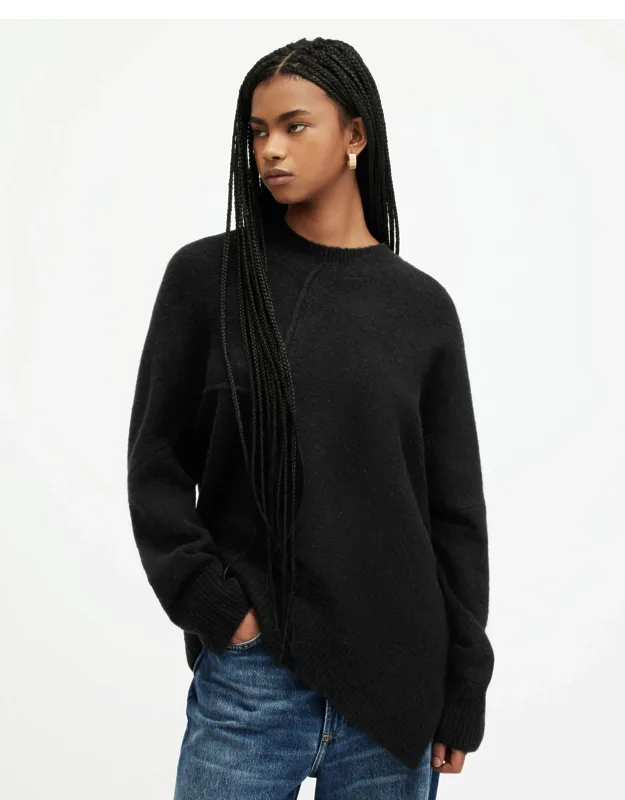 Lock Crew Neck Asymmetric Sweater
