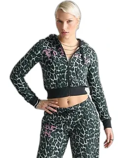 "love Kills Slowly" Skull Cropped Full-zip Fleece Hoodie