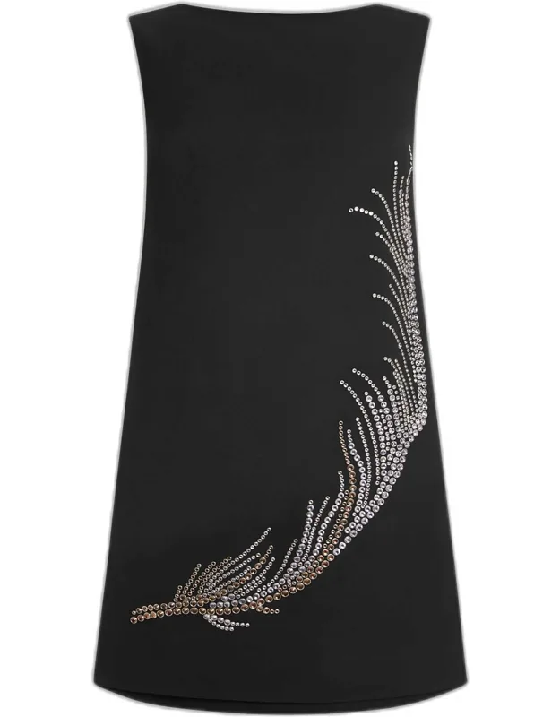 Embellished Feather Mini Dress