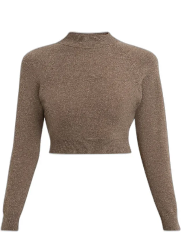 Wool-cashmere Crop Crewneck Sweater