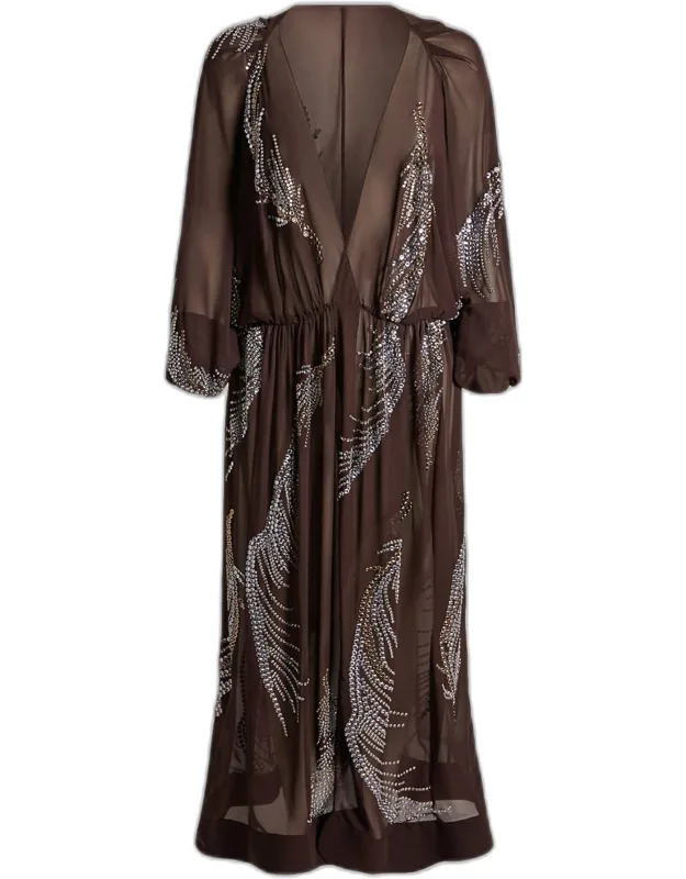Embellished Feather Midi Dress