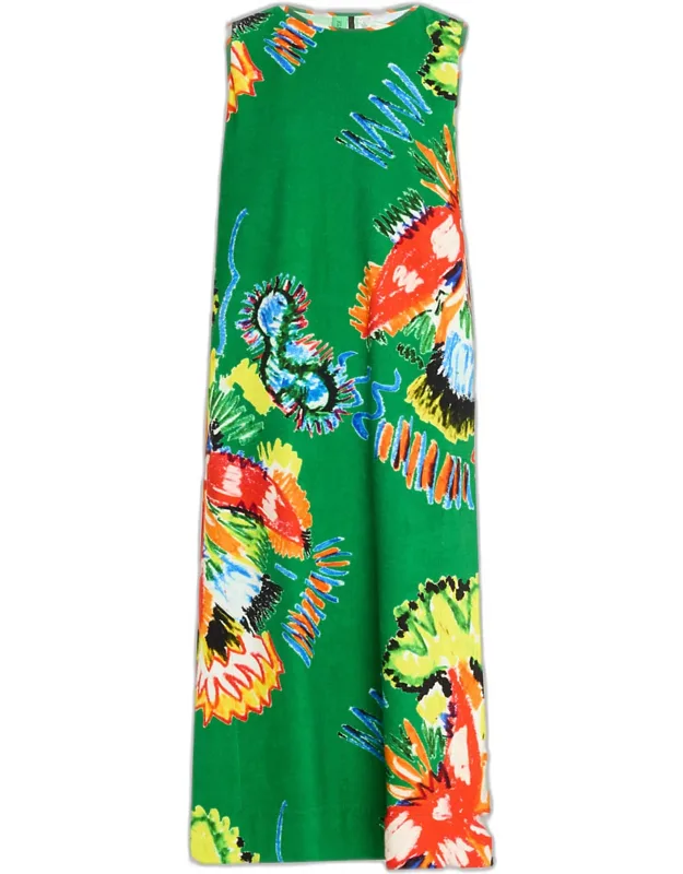 Sleeveless Abstract-print Maxi Dress