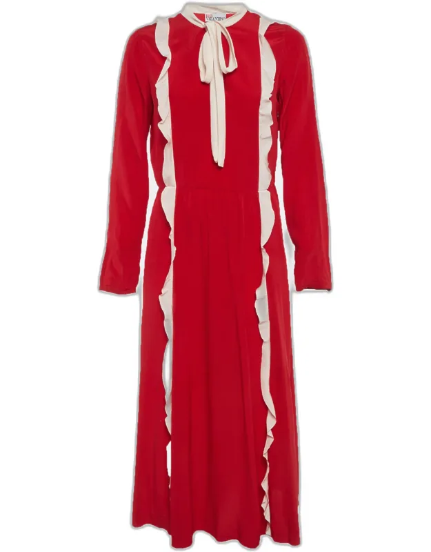 Crepe Ruffle Midi Dress