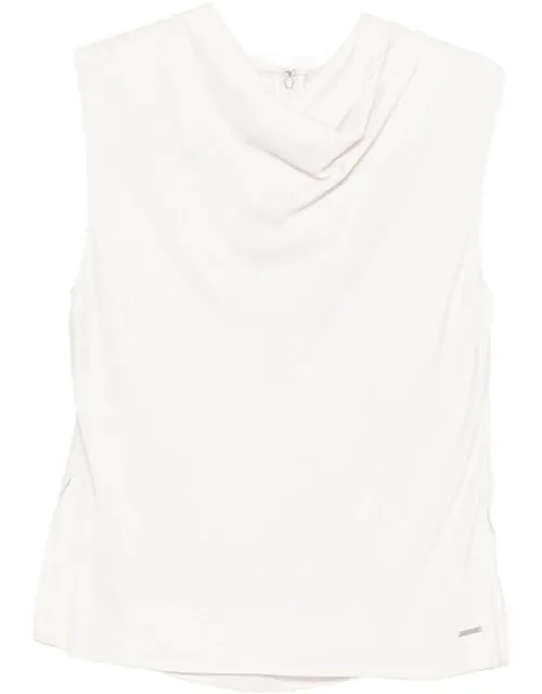 Cowl-neck Twill Tank Top