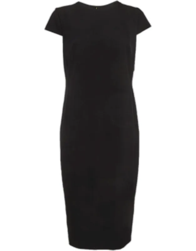 Wool And Satin Trim Shift Midi Dress