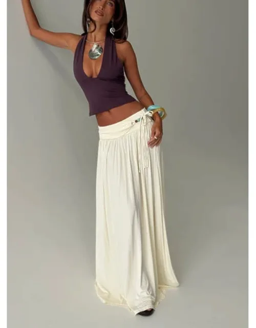 Velvet Storm Tie Detail Flowy Maxi Skirt