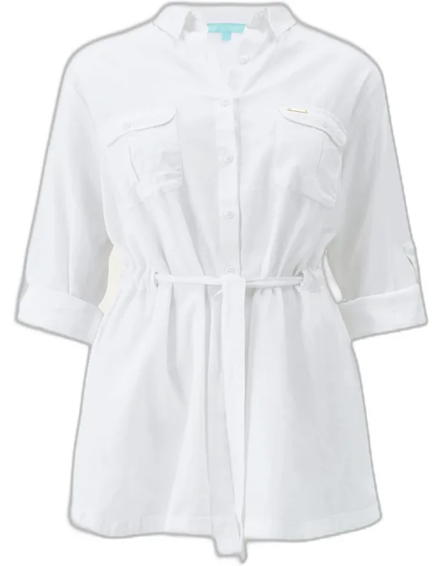 Lacey Cotton-linen Mini Shirtdress