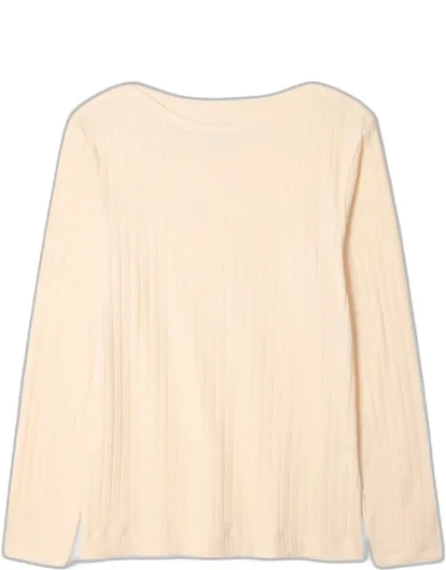 Cotton-linen Boat Neck Long-sleeve T-shirt