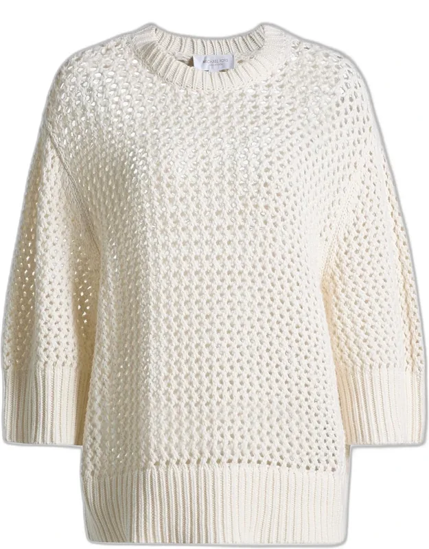 Open-stitch Crewneck Sweater