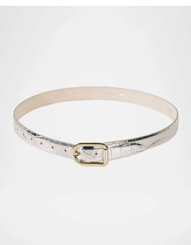 Mija Mirror Croc-embossed Leather Belt