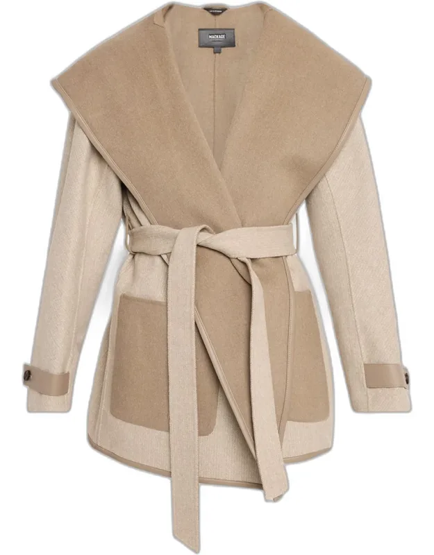 Double-face Wool Wrap Coat With Hood