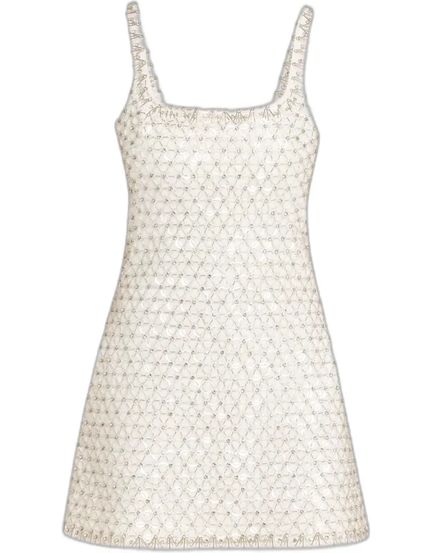 Beaded Rhinestone Mini Dress