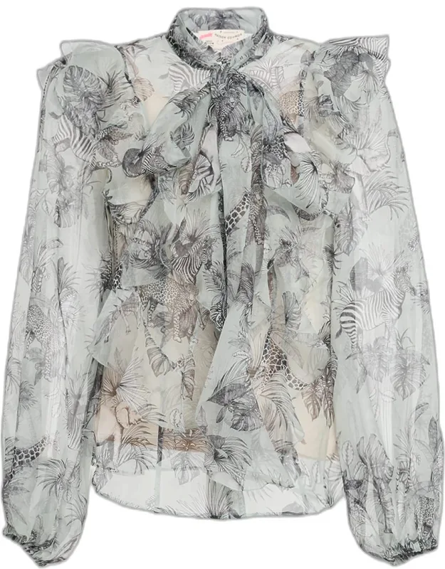 Silk Chiffon Neck Scarf Blouse