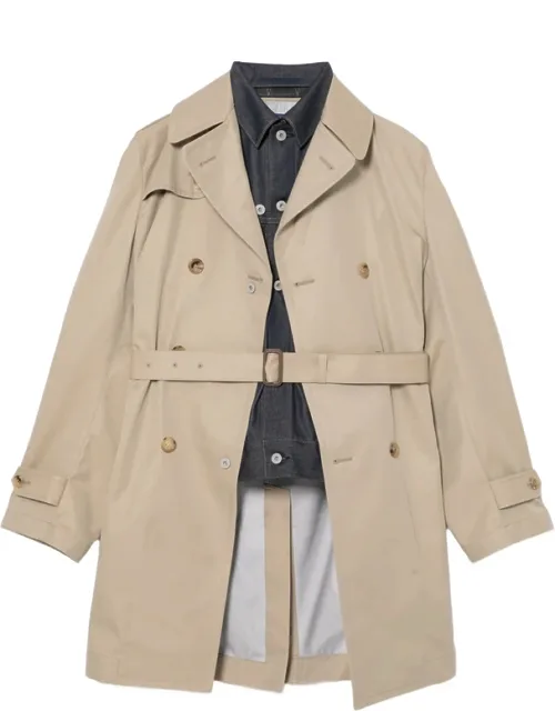 Denim-patch Trench Coat