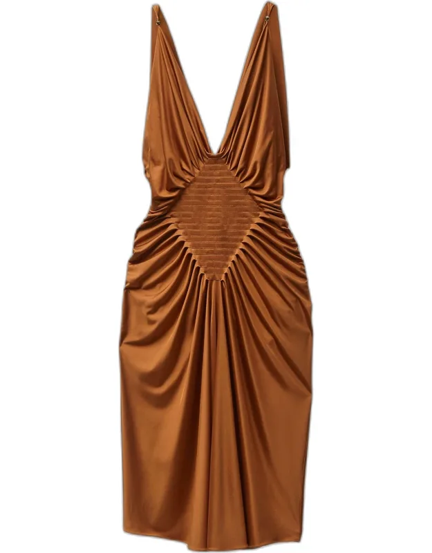 Draped Silk-satin Midi Dress