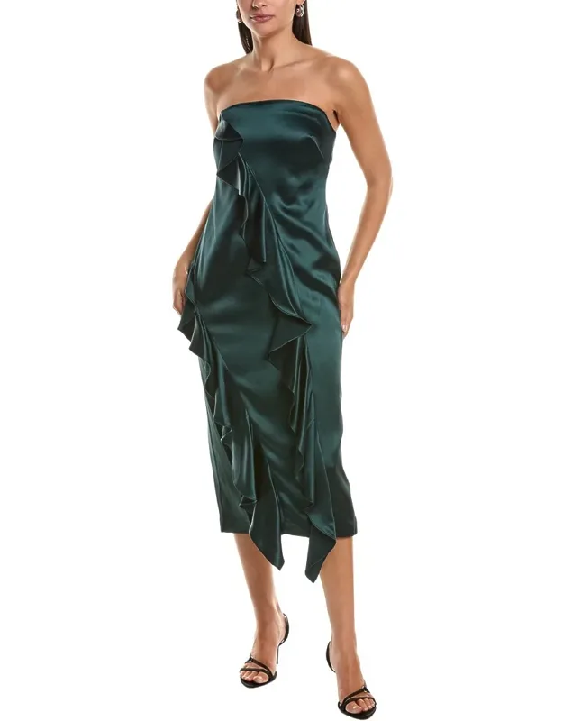 Ravi Hammered Satin Ruffle Dress