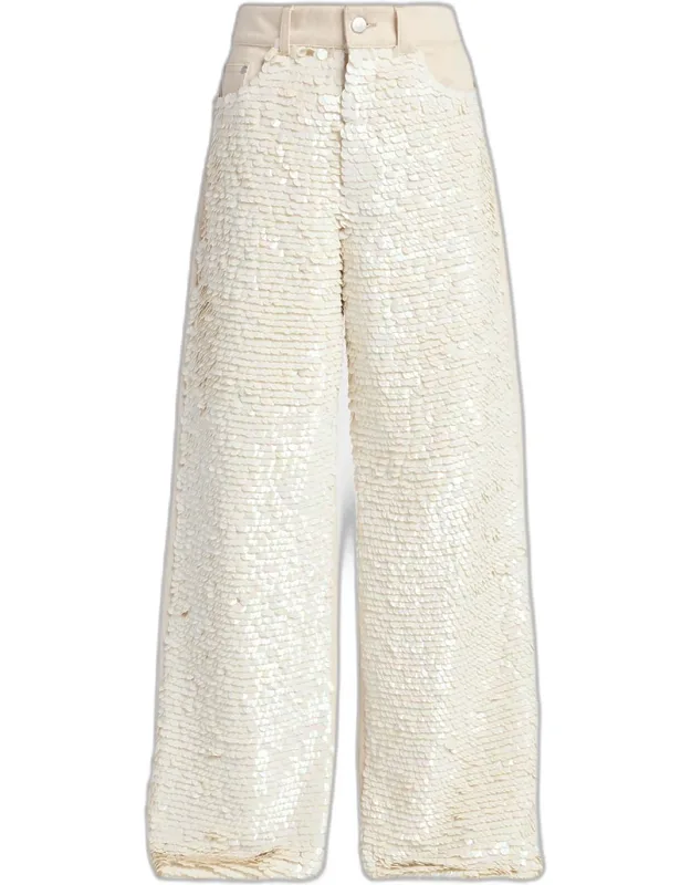 Opalescence Sequined Straight-leg Jeans