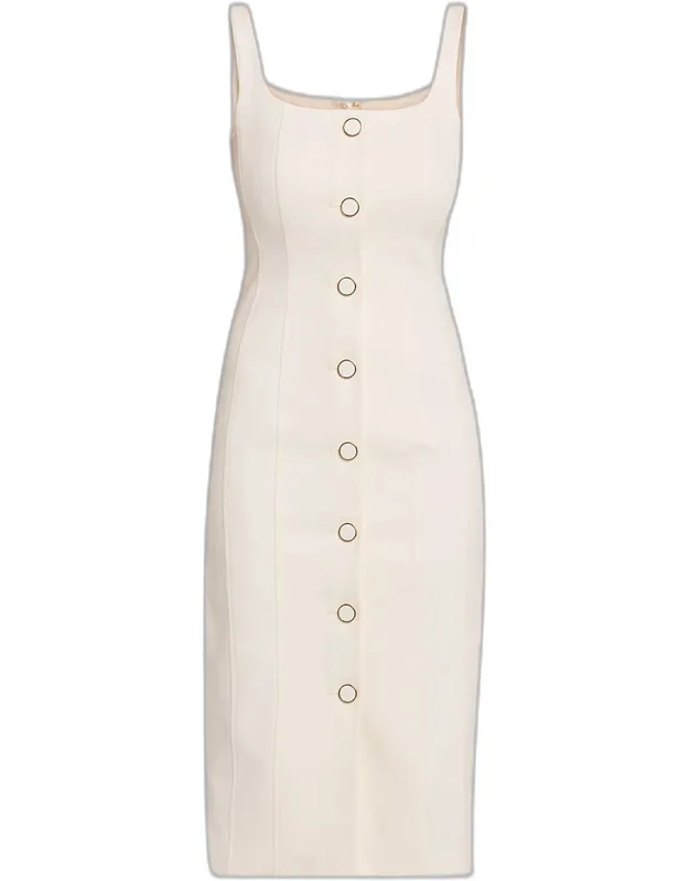 Liana Sleeveless Buttoned Midi Dress