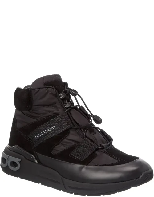 Ferragamo Leonida High-top Sneaker With Logo Accents And Drawcord Laces