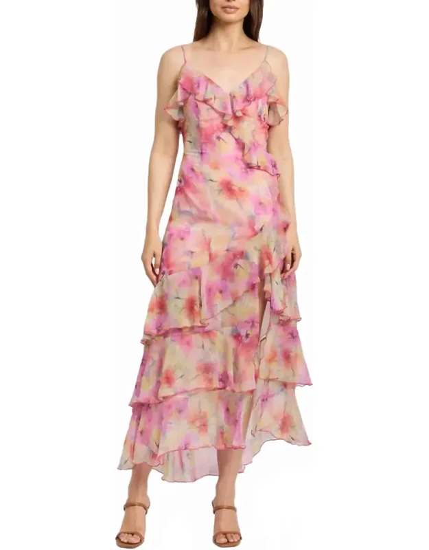 Ruffle Chiffon Maxi Dress