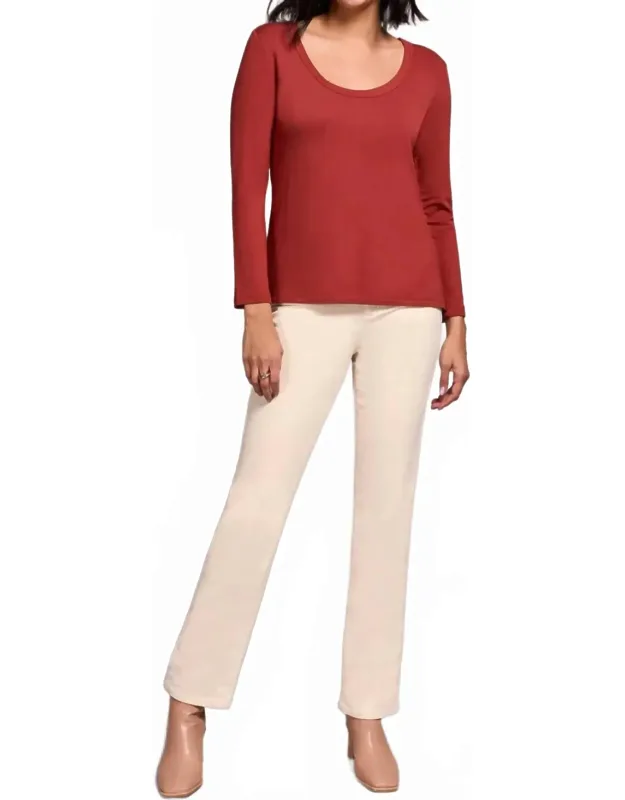 Scoop Neck Top With Side Slits