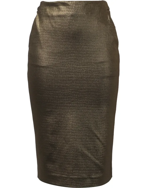 Textured Midi Pencil Skirt