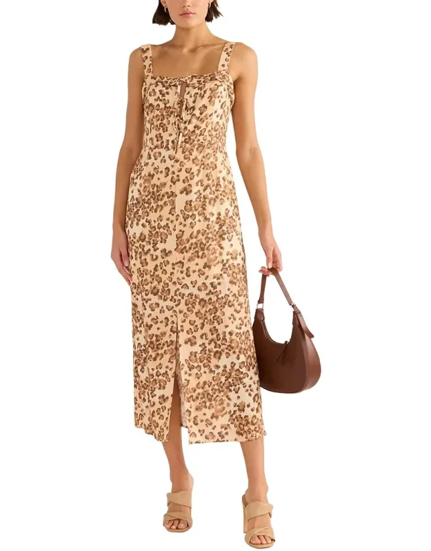 Arden Tie Linen-blend Midi Dress