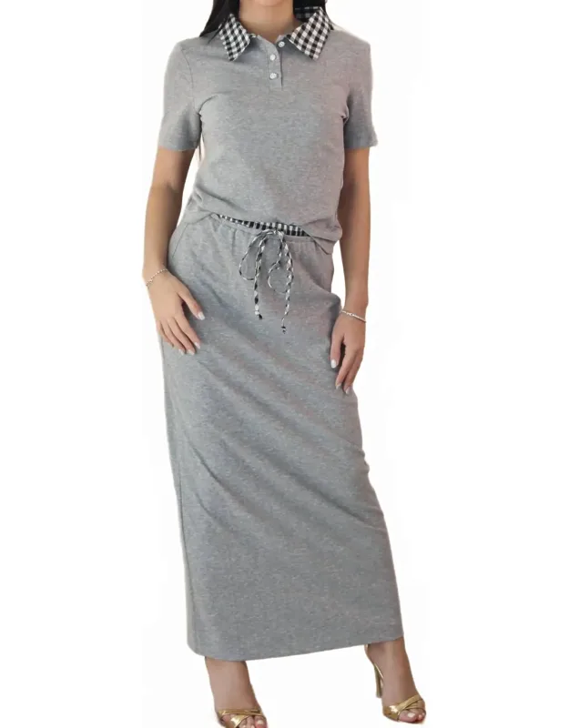 Polo Shirt And Midi Skirt Set