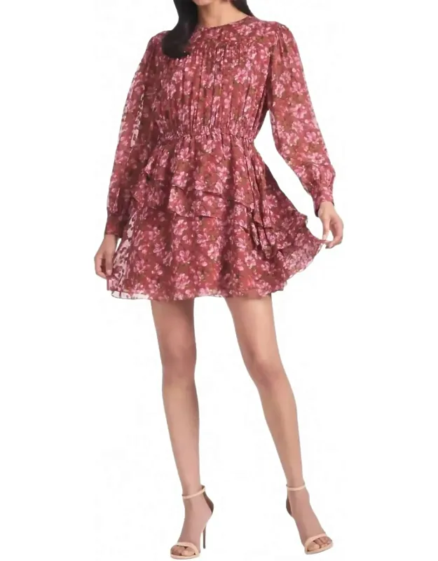 Floral Ruffle Chiffon Mini Dress