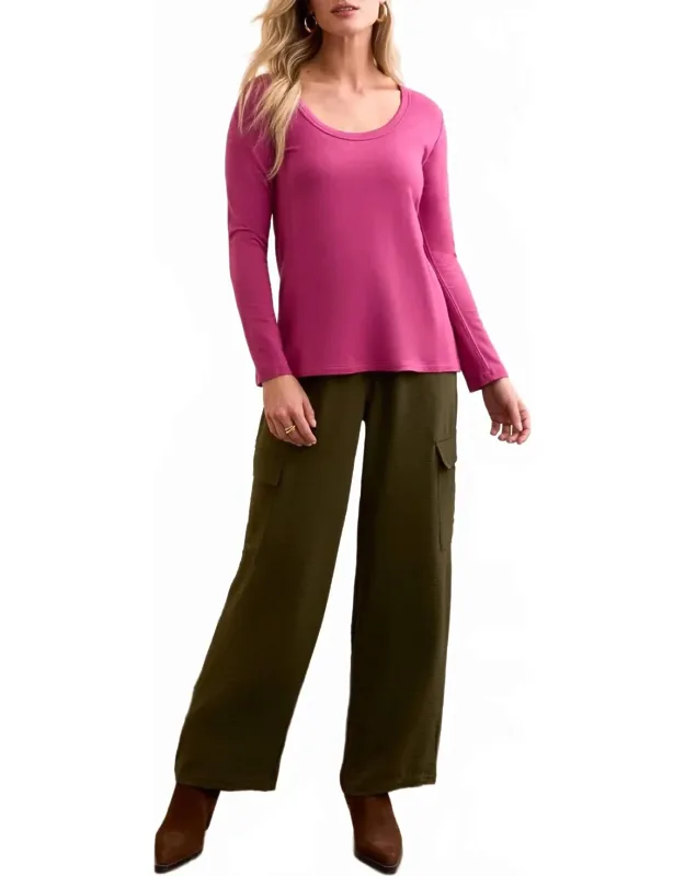 Scoop Neck Top With Side Slits