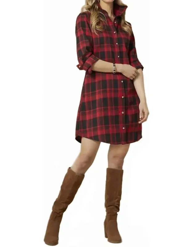 Plaid Button Front Tunic Dress