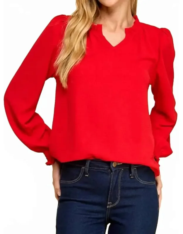 Ruffle V Neck Blouse