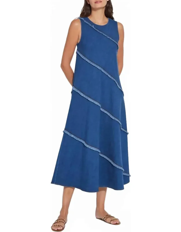 Fringed Midi Denim Dress