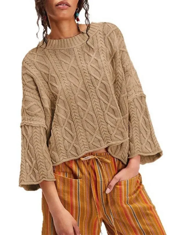 Cropped Cable Knit Sweater
