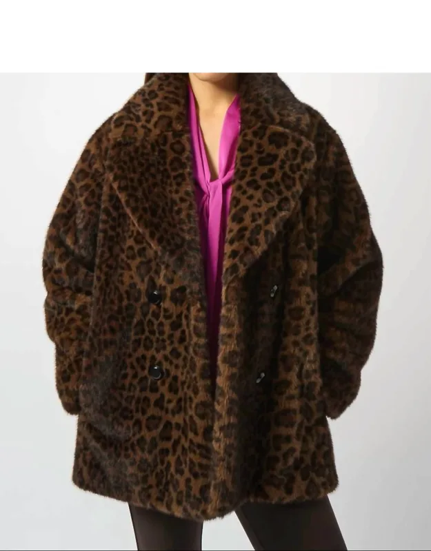 Leopard Print Faux Fur Coat