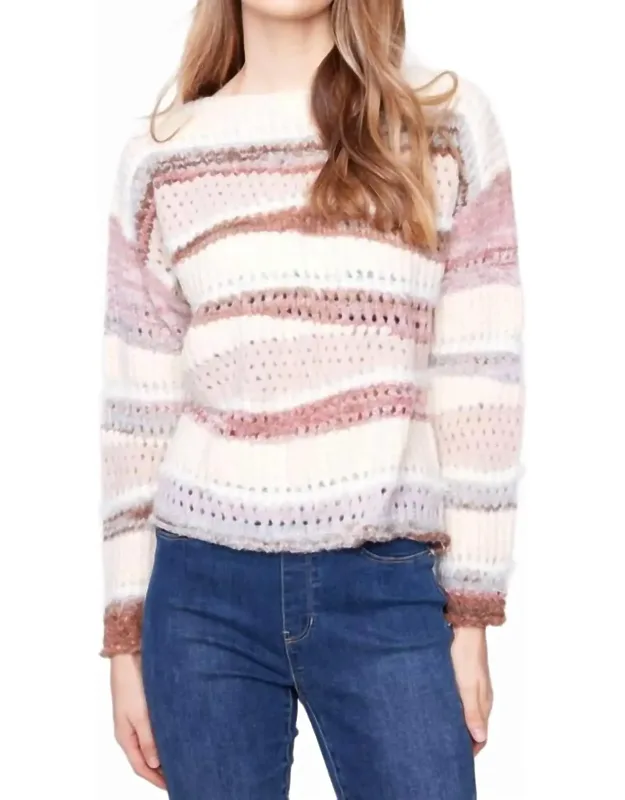 Patchwork Knit Drop Shoulder Sweater