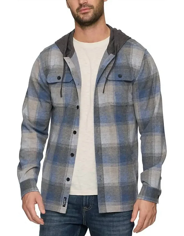 Hooded Knit Flannel Shirt Jacket