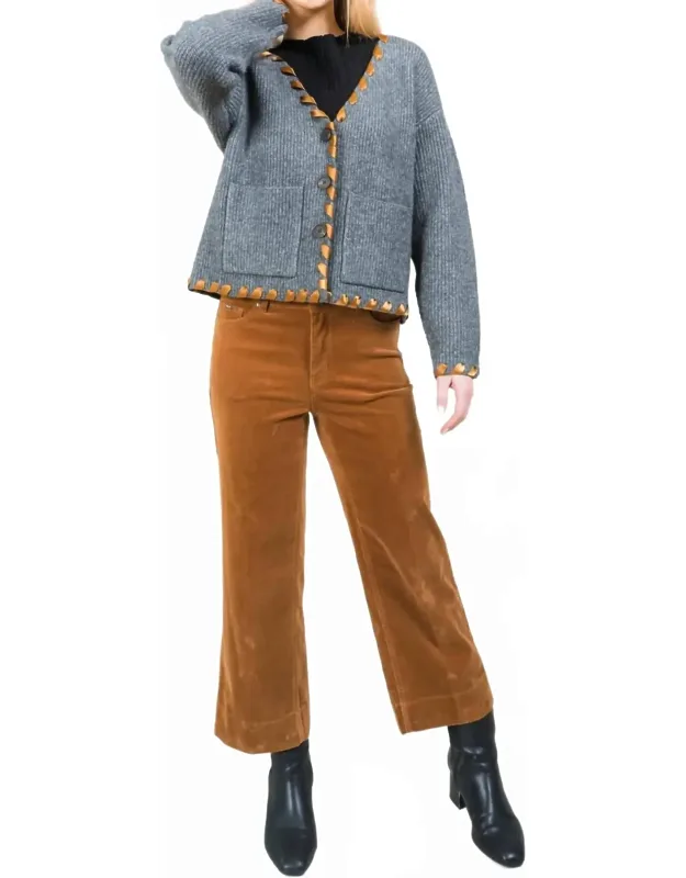 Corduroy Wide Crop Pants