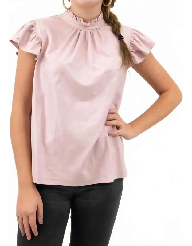 Ruffle Sleeve Suede Top