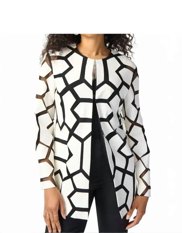 Geometric Pattern Hip Length Coat