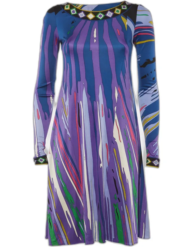 Printed Jersey Long Sleeve Mini Dress