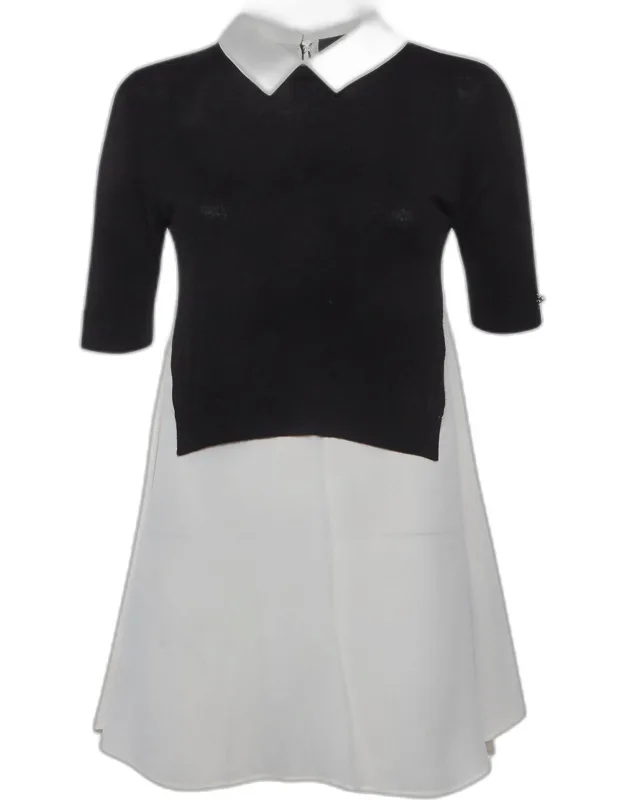 Knit And Crepe T-shirt Style Mini Dress