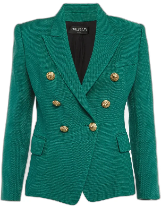 Cotton Basketweave Double Breasted Blazer