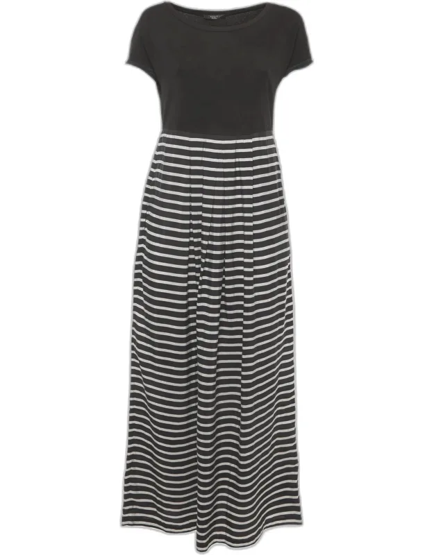 Striped Cotton Knit & Silk Maxi Dress