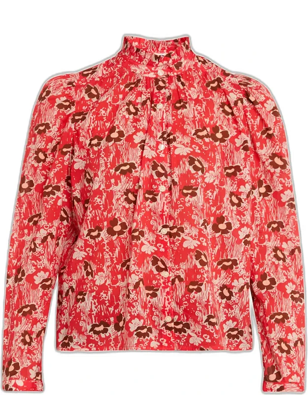 Printed Long-sleeve Blouse