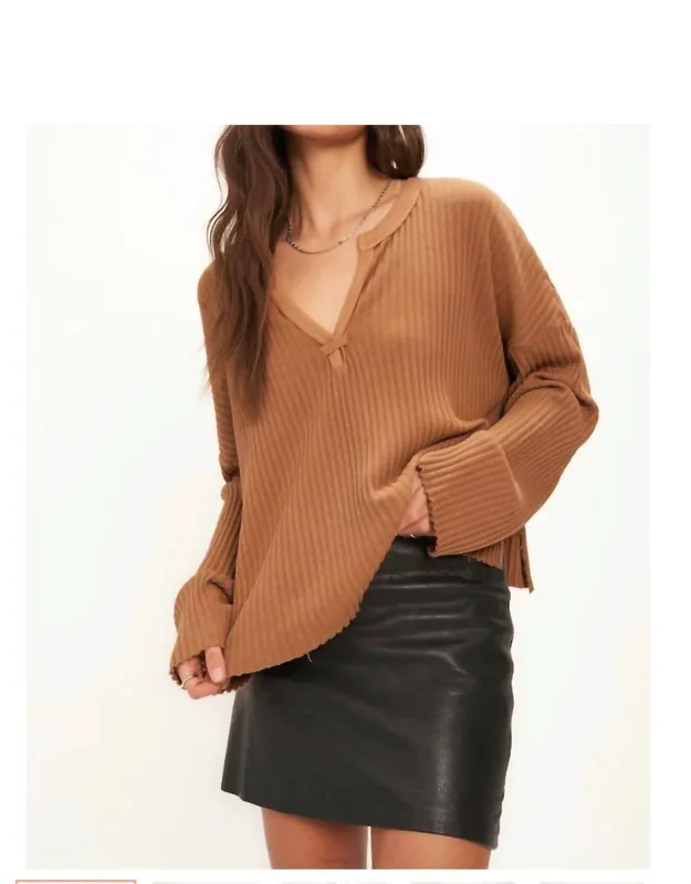 Getaway Notch Neck Sweater Rib Pullover