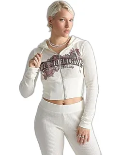 Waffle Knit Contour Full-zip Hoodie