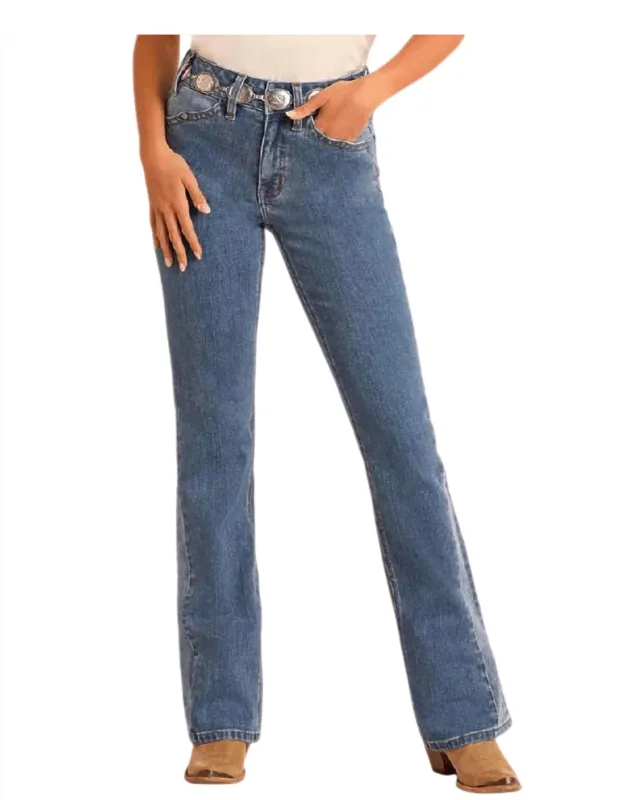Two Tone High Rise Bootcut Jeans