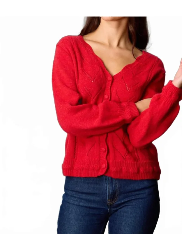 Long Sleeve Button Down Wave Edge Cardigan