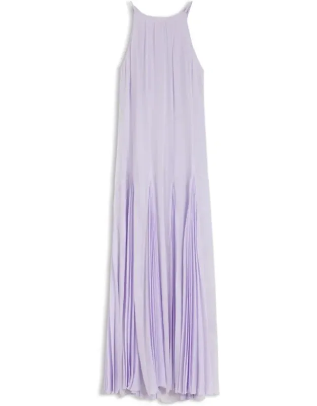 Sleeveless Dress With Plissé Skirt Inserts